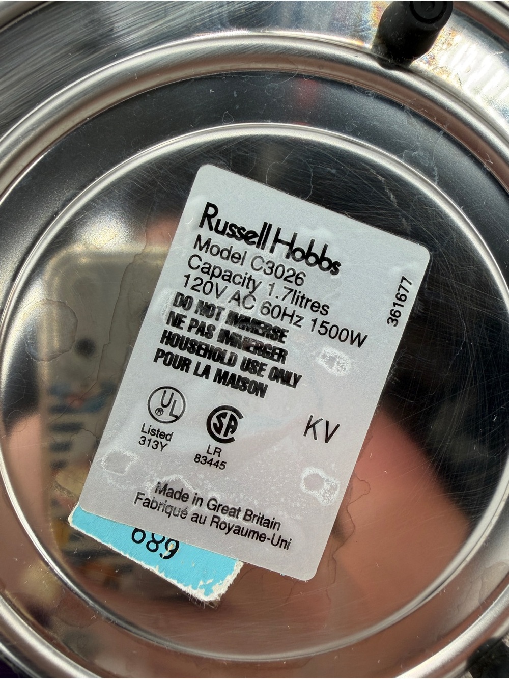 Russell Hobbs 1.7 L Electric Kettle C3026 Chrome Stainless Great Britain TESTED - Picture 7 of 16